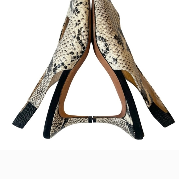 Natural Snake Embossed Slingback Kitten Heel Pointed Toe Suede Details Size 10 - Picture 7 of 13
